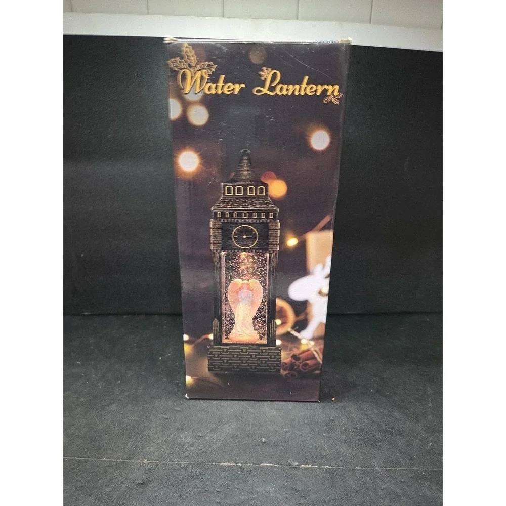 Christmas Holiday Lantern, LED Light Water Globe, Santa Edition Clock Style‎